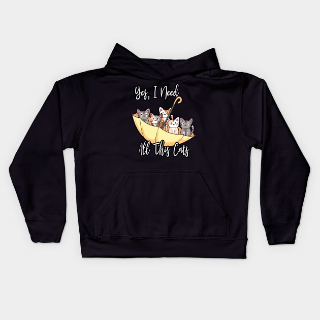 Funny Upside Down Umbrella Filled With Cats - Animal Lovers Kids Hoodie by merchlovers